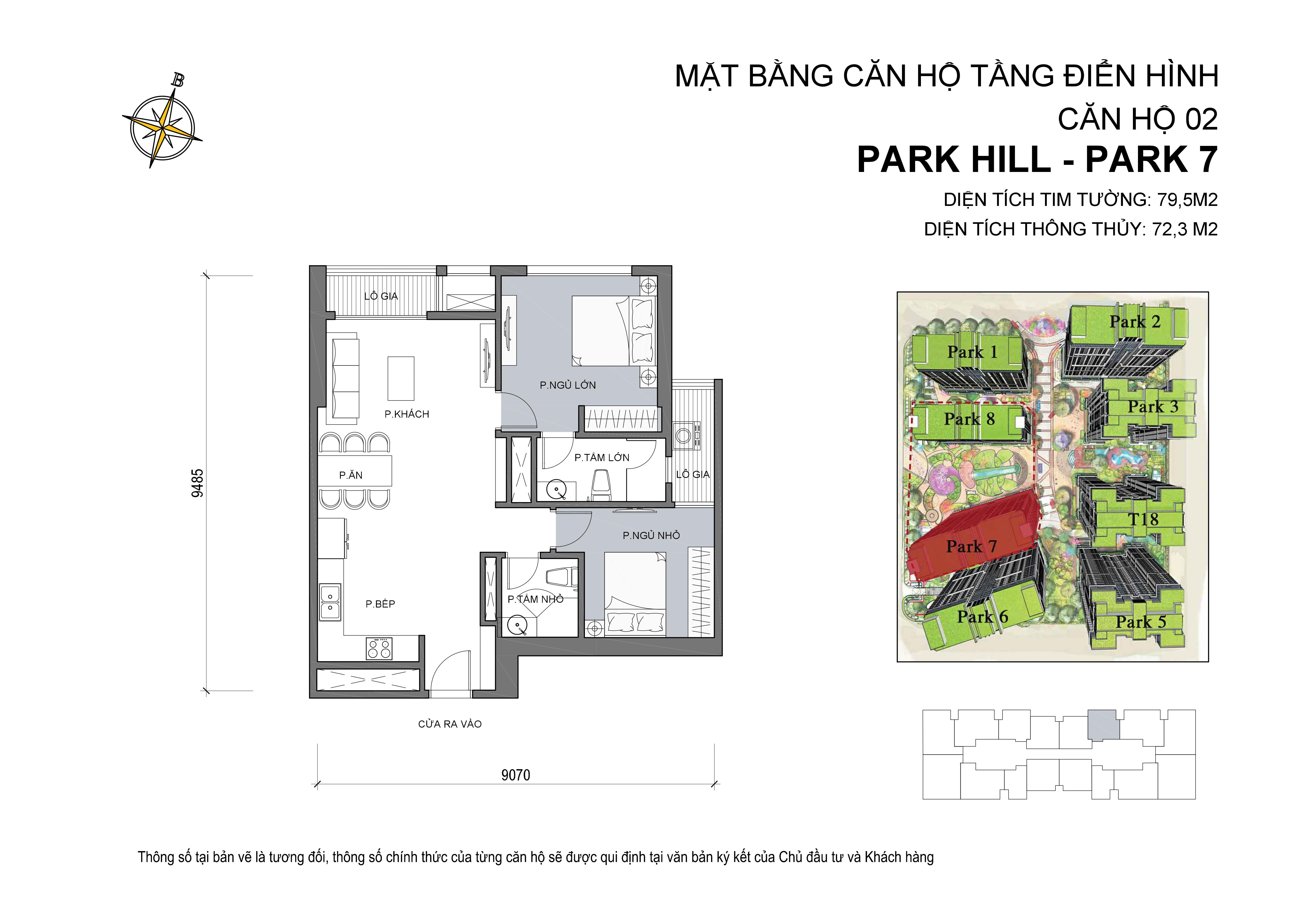 căn hộ Park hill 2PN số 02 diện tích 79 m2
