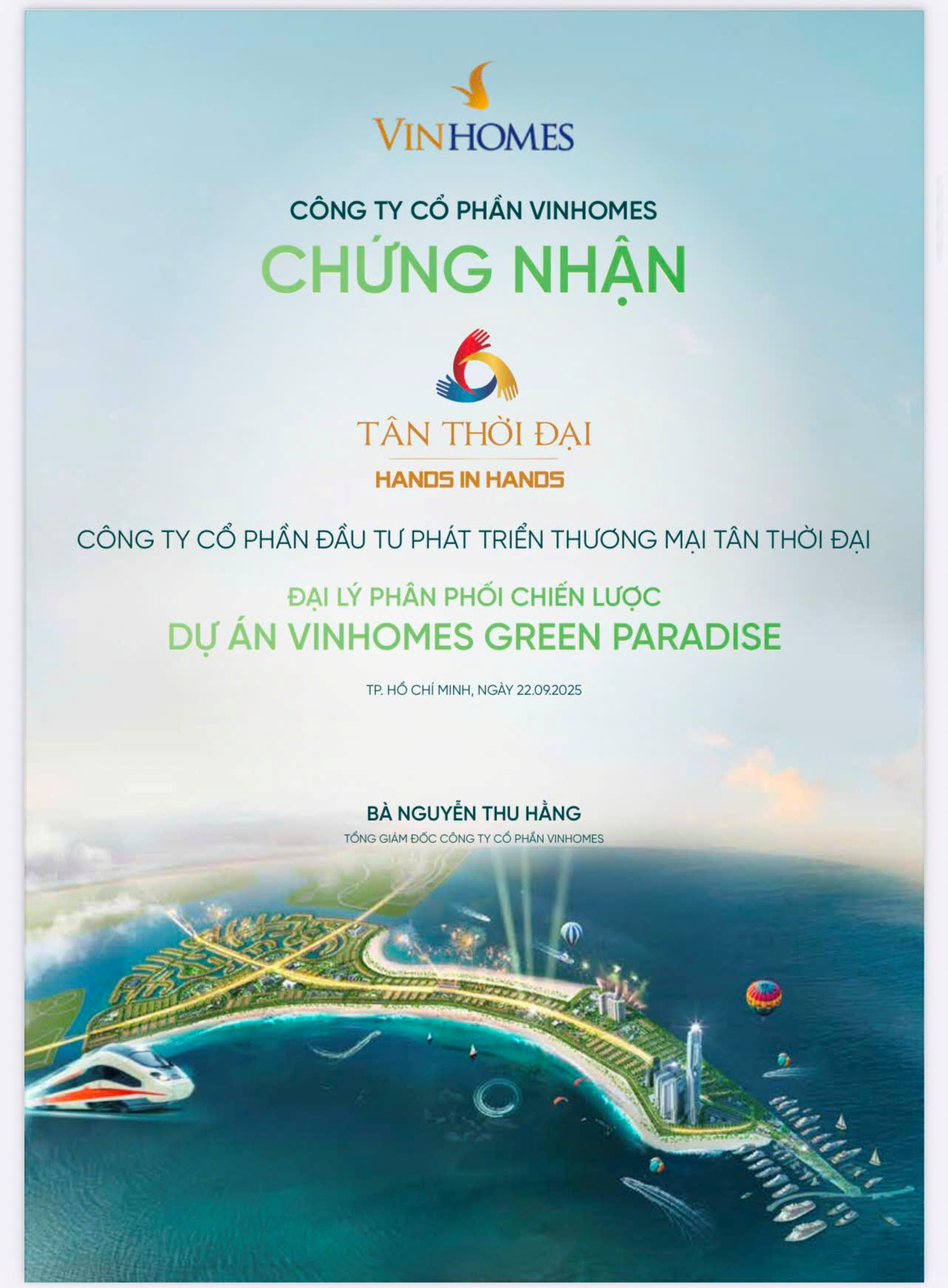 Tân Thời Đại - Đại Lý Phân Phối Chiến Lược Chính Thức Của Siêu Dự Án Vinhomes Green Paradise Cần Giờ