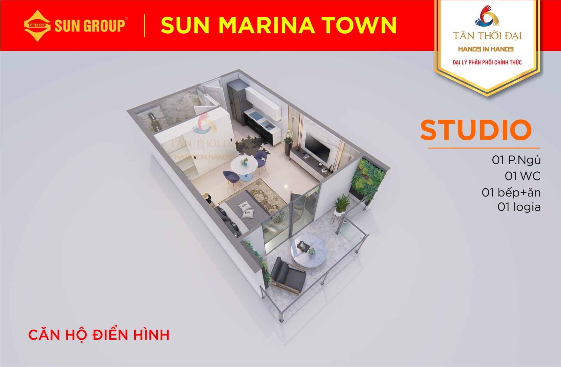Thiết kế căn hộ Studio Sun Marina Town Bãi Cháy