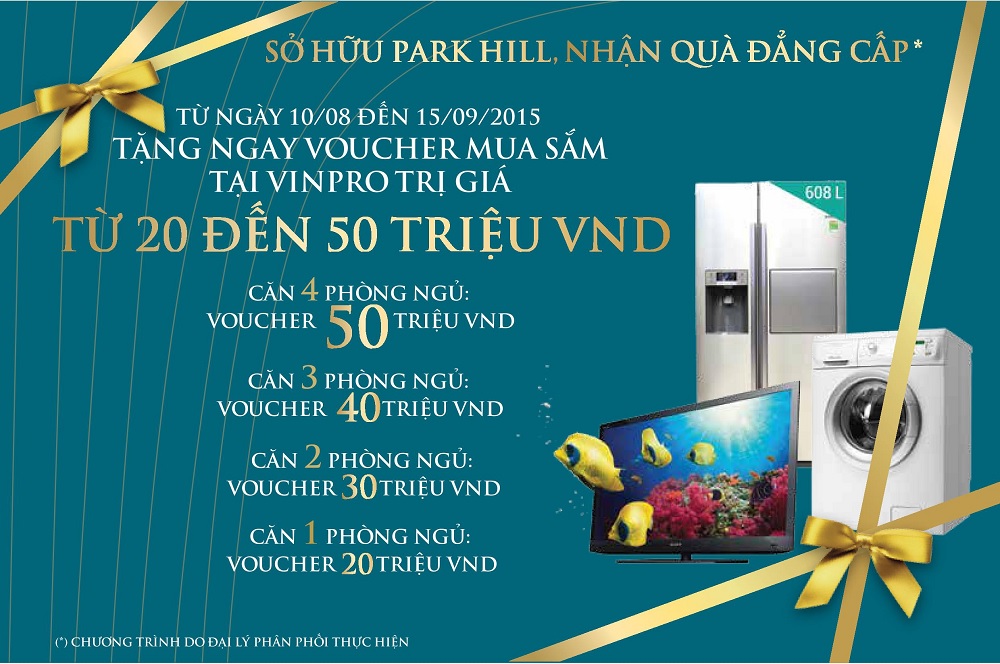 Voucher Ưu đãi 50 triệu đồng cho khách hàng mua căn hộ park hill times city