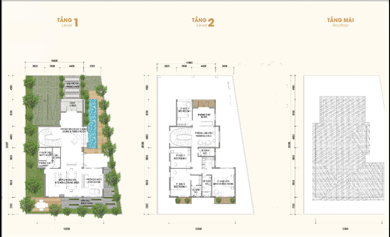 Tư vấn thiết kế biệt thự đơn lập 3 tầng kết hợp cho thuê