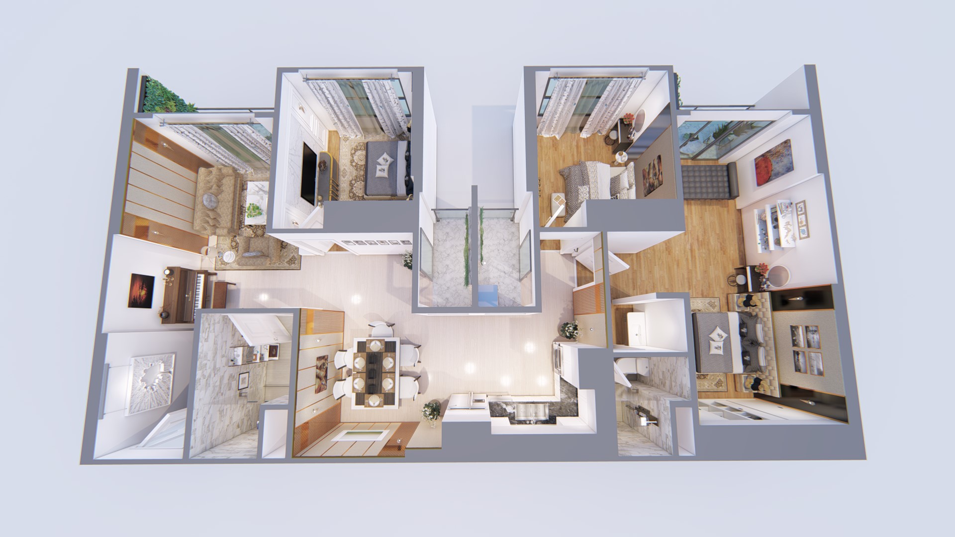 9+ Mẫu thiết kế nội thất chung cư 100m2 Đẹp, Hiện đại 2022